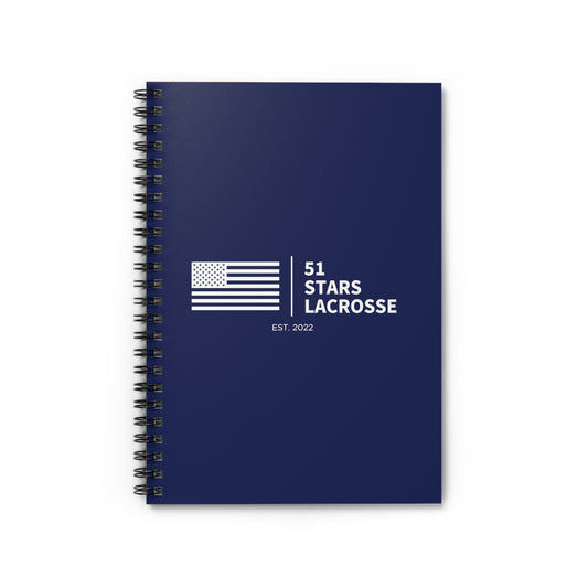 51 Stars Lacrosse Spiral Notebook - Ruled Line