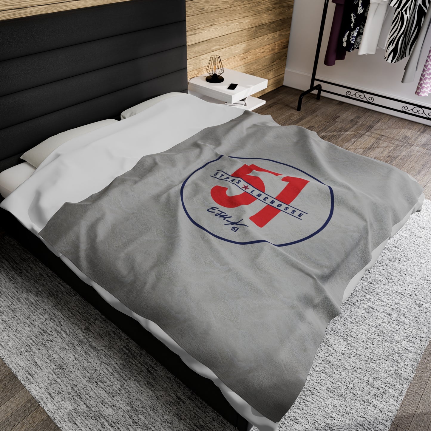 51 Stars Lacrosse Velveteen Plush Blanket (60" x 80")
