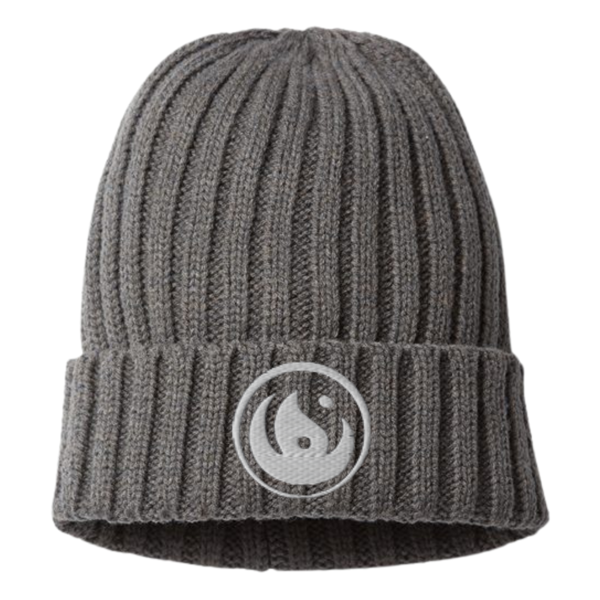 Cable Knit Beanie - White Logo