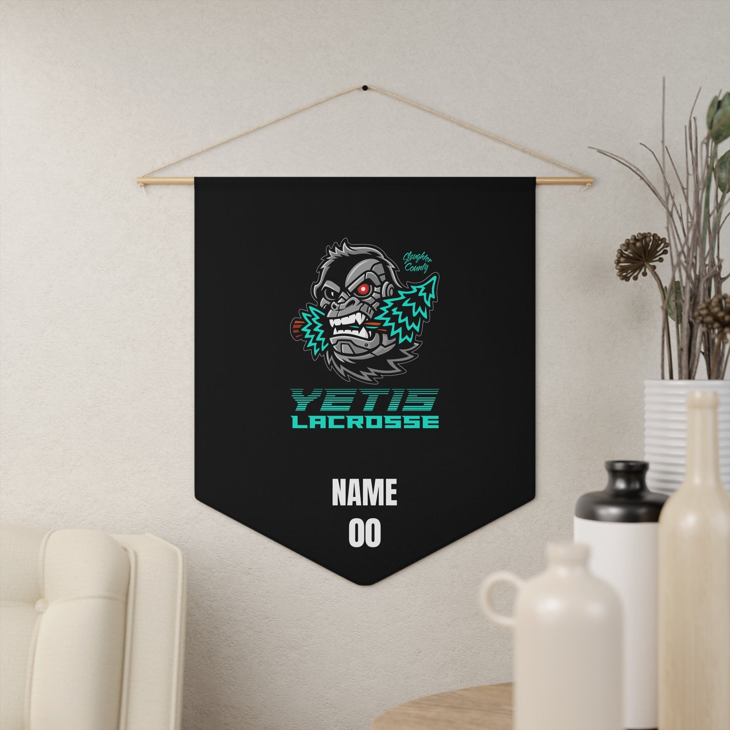 Personalizable - Slaughter County Yetis Lacrosse Pennant
