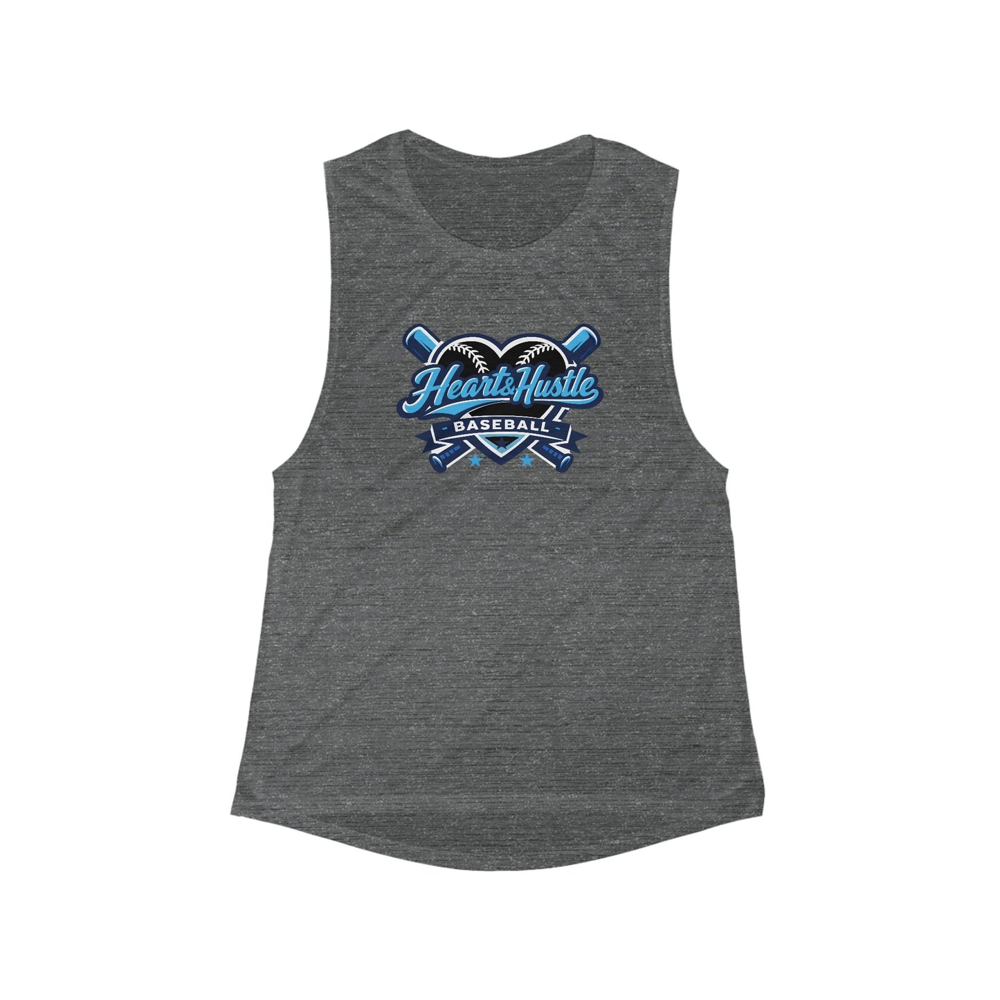 Women's Heart and Hustle Baseball Bella + Canvas Flowy Scoop Sport Tank