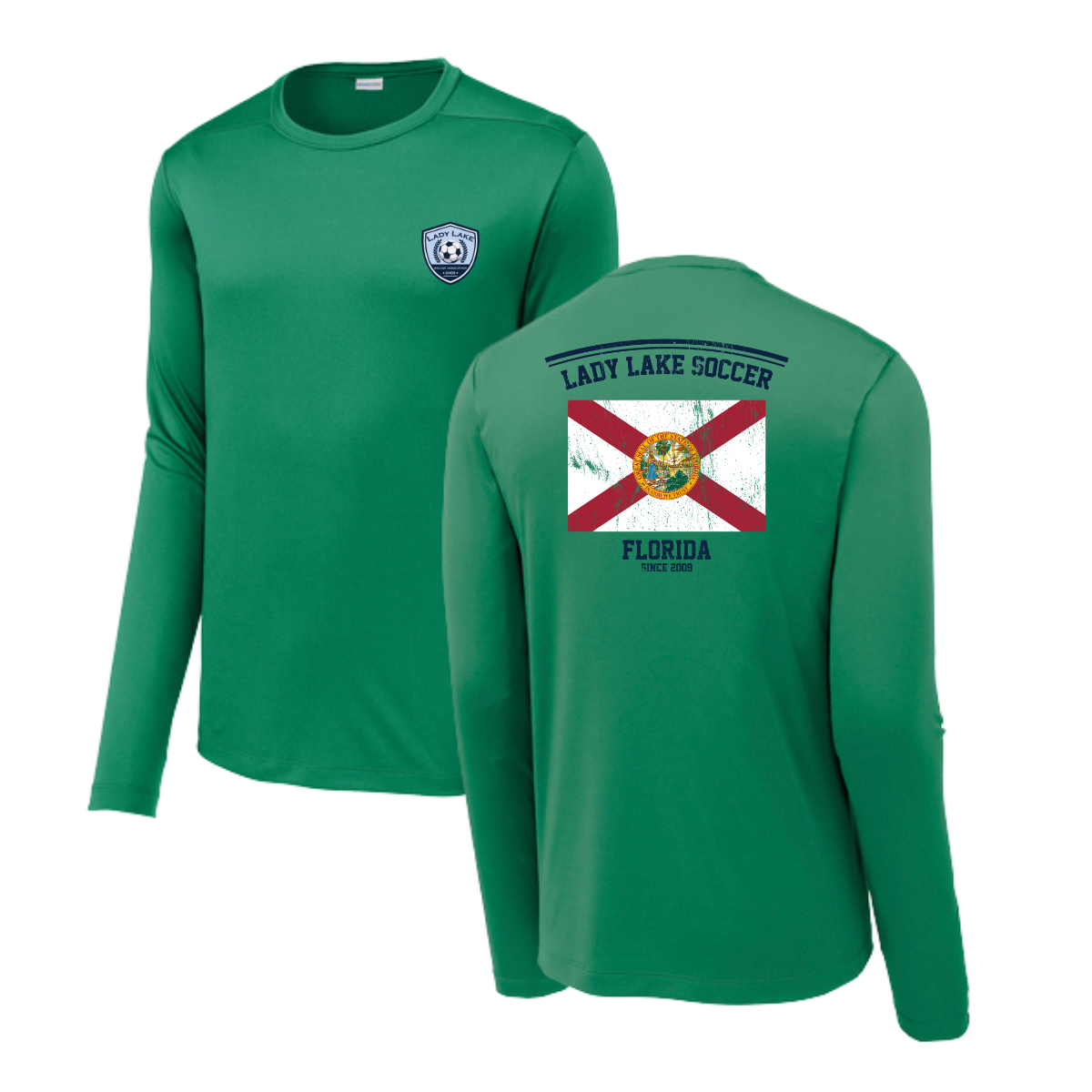 Adult Lady Lake Soccer Association Sport-Tek Posi UV Pro LS Tee