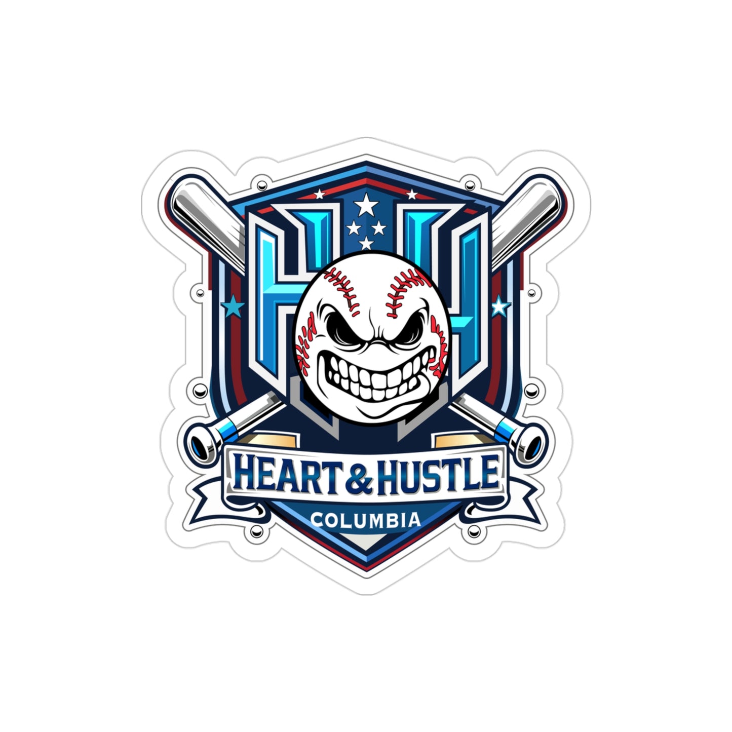 Heart and Hustle Baseball Transparent Die-Cut Outdoor Sticker