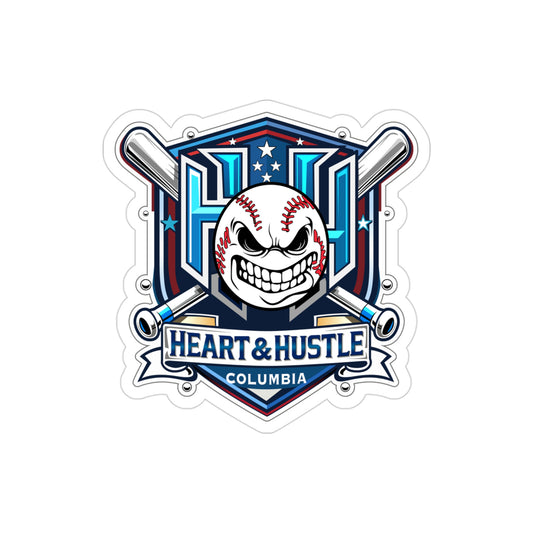 Heart and Hustle Baseball Transparent Die-Cut Outdoor Sticker