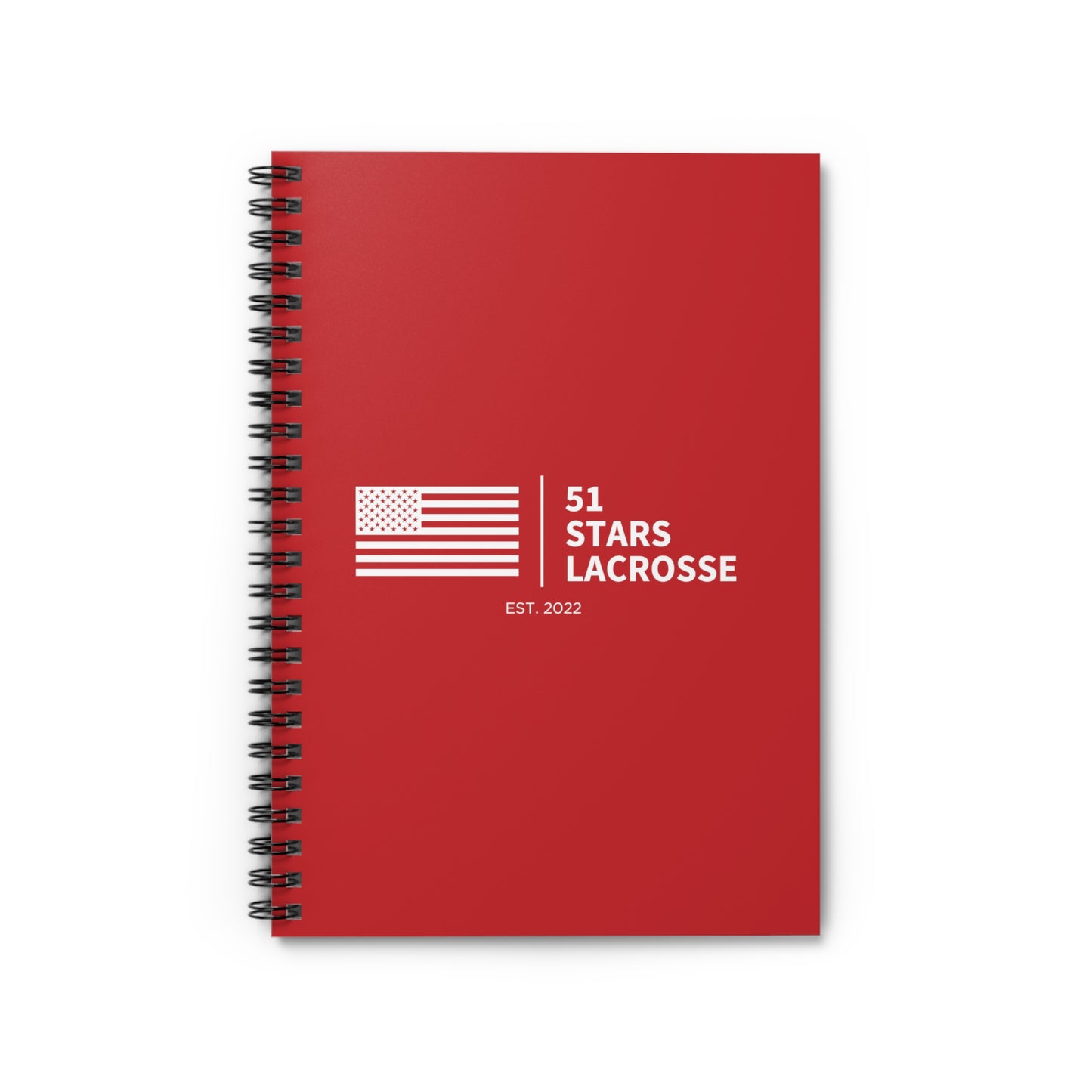 51 Stars Lacrosse Spiral Notebook - Ruled Line