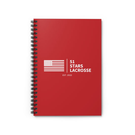 51 Stars Lacrosse Spiral Notebook - Ruled Line