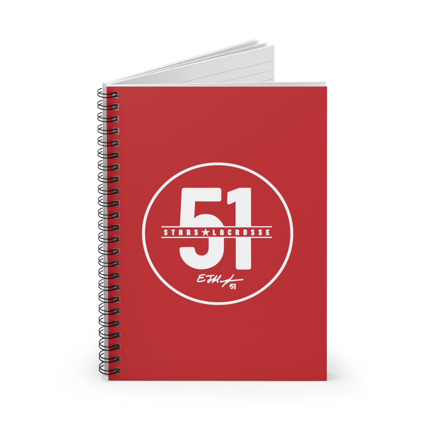 51 Stars Lacrosse Spiral Notebook - Ruled Line