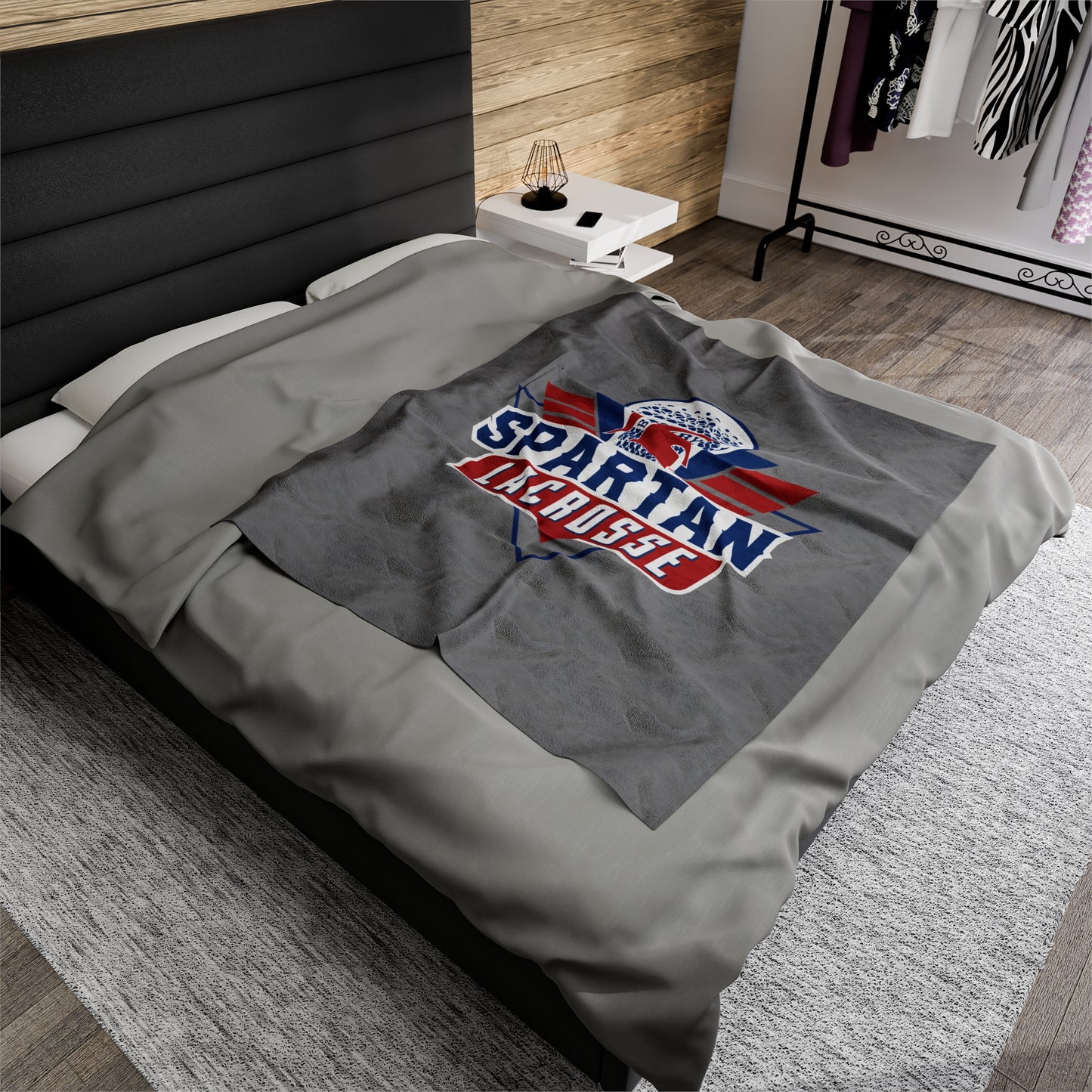 Bixby Spartan Lacrosse Velveteen Plush Blanket