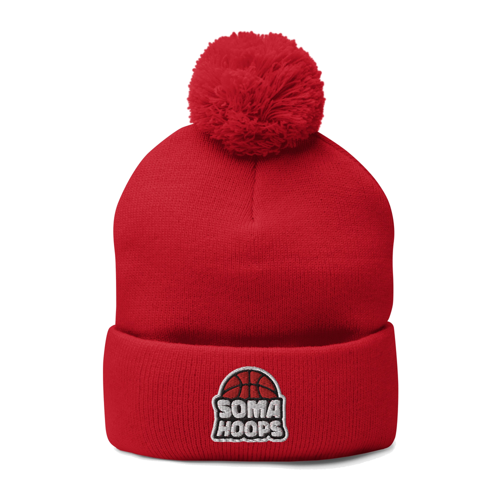 SOMA Hoops Pom-Pom Beanie — Red