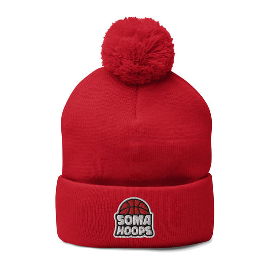 SOMA Hoops Pom-Pom Beanie — Red