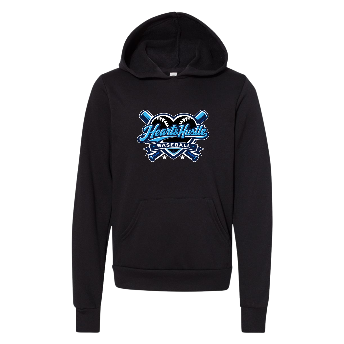 Youth Heart and Hustle Baseball Bella + Canvas Sponge Fleece Hoodie