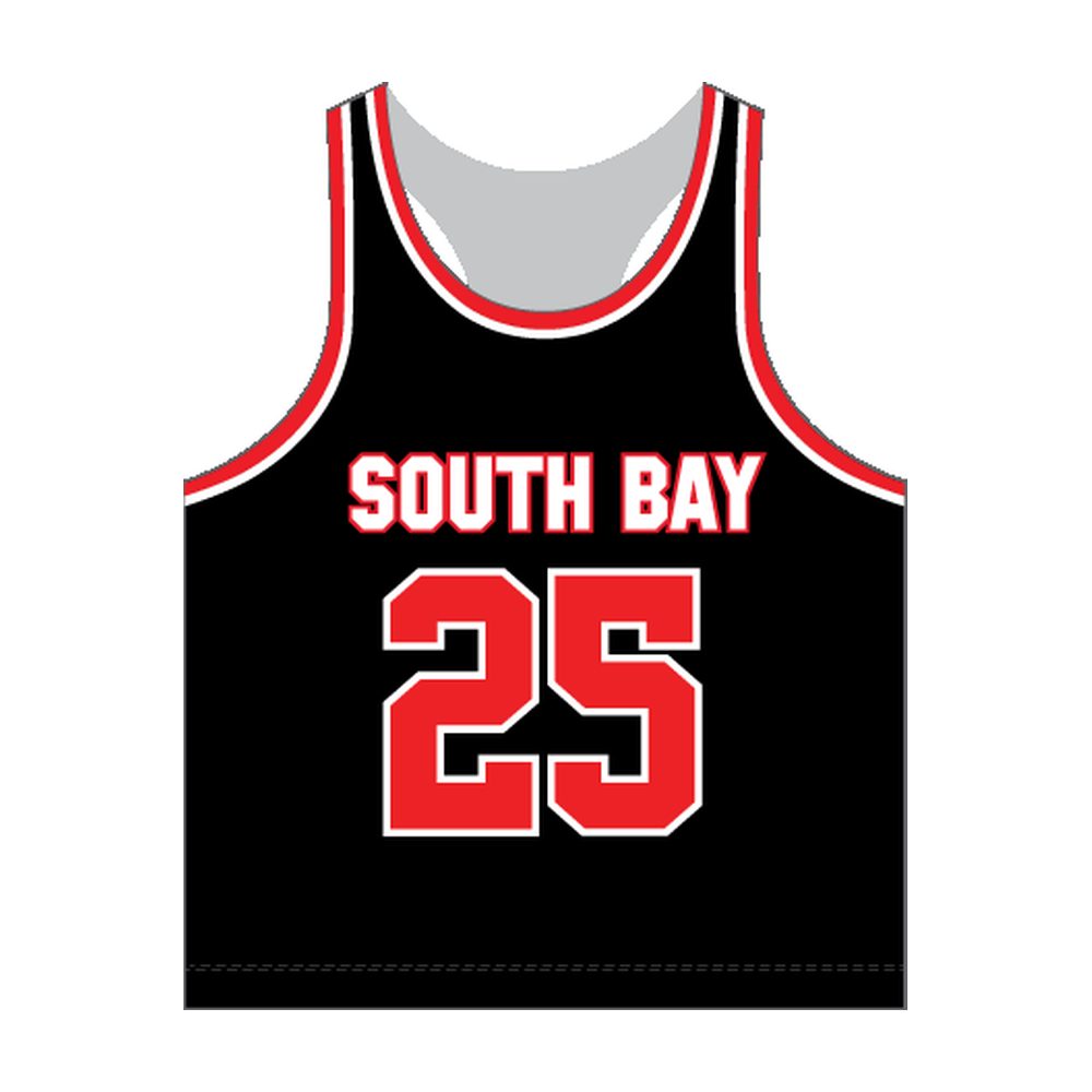 Girls South Bay Outlaws Racerback Reversible Pinnie — 5th/6th — black front