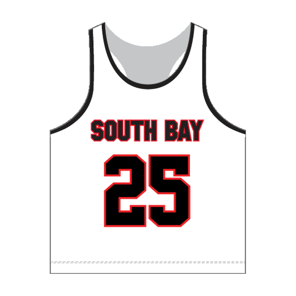 Girls South Bay Outlaws Racerback Reversible Pinnie — 5th/6th — white front