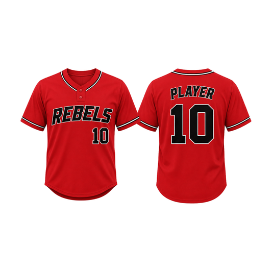 Secondslide 2-Button Softball Jersey - Red — front and back