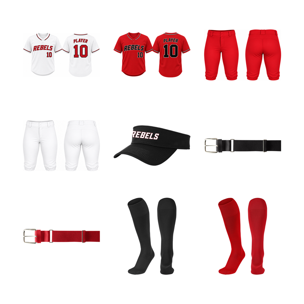 Rebels Softball Full Uniform Bundle