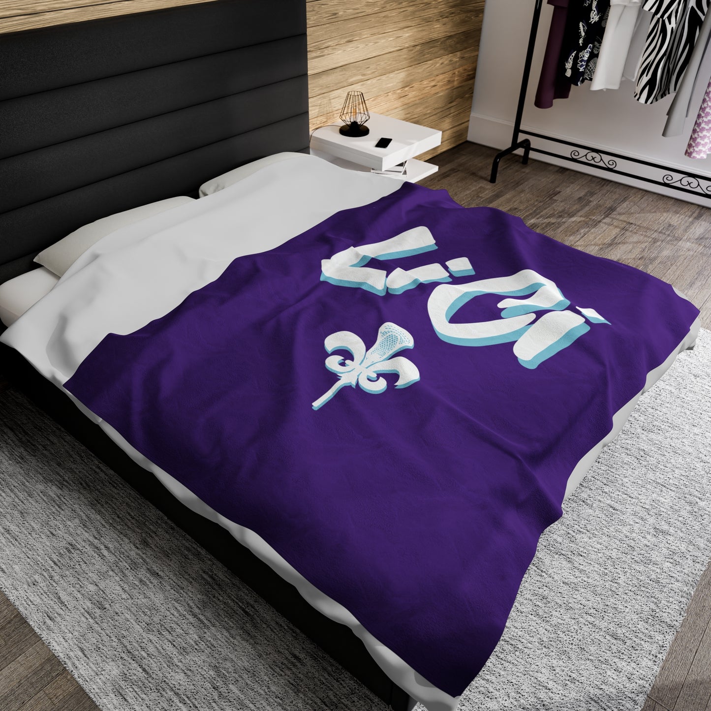 Lilac City Lacrosse Velveteen Plush Blanket (60" x 80")