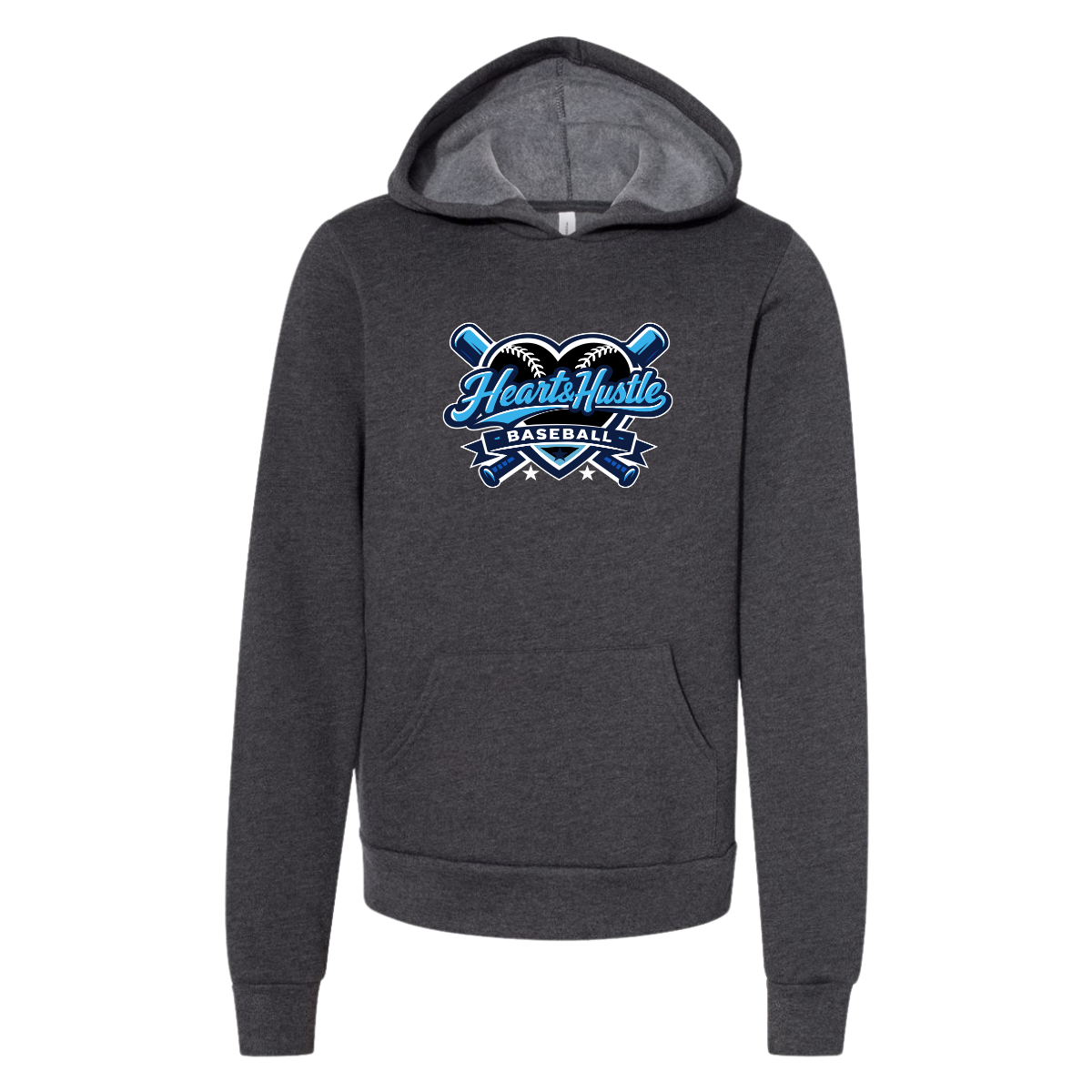 Youth Heart and Hustle Baseball Bella + Canvas Sponge Fleece Hoodie
