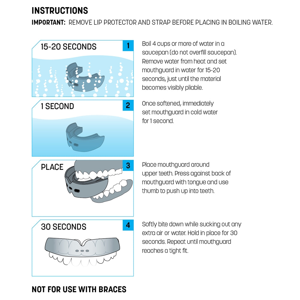 BOIL-AND-BITE STRAPPED MOUTHGUARD W/LIP PROTECTOR - AF56B