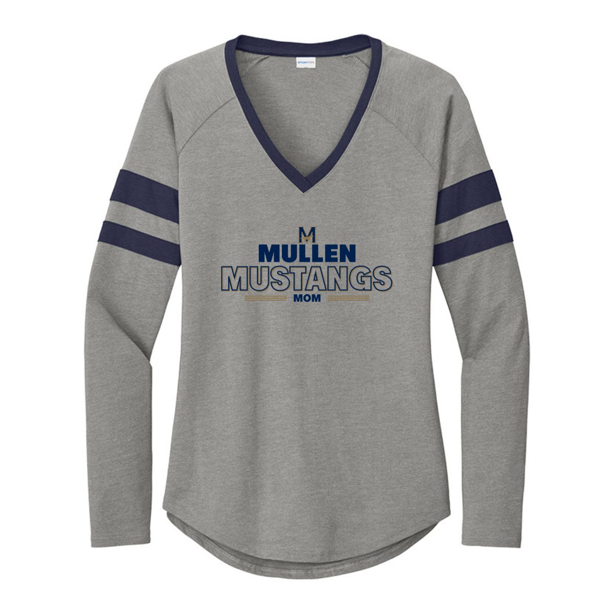 Women's Mullen HS Sport-Tek Halftime Stripe V-Neck LS