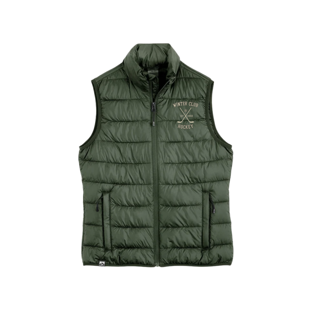 Winter Club Women's Pacific Puffer Vest – Spruce approved product mockup