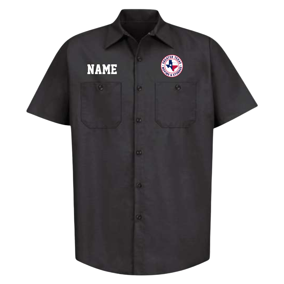 Adult Greater Texas Moving & Storage Industrial Short Sleeve Work Shirt - Black