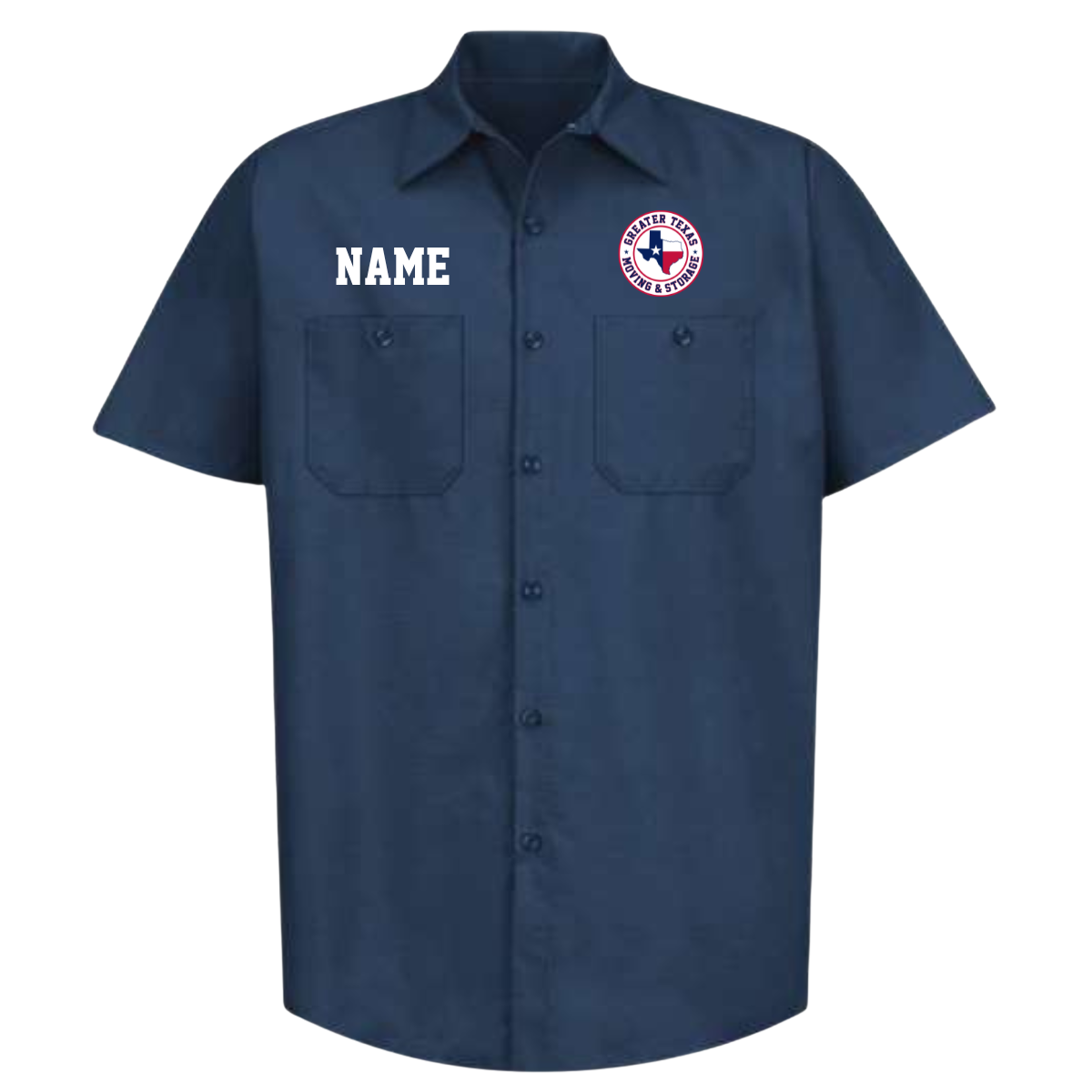 Adult Greater Texas Moving & Storage Industrial Short Sleeve Work Shirt - Navy