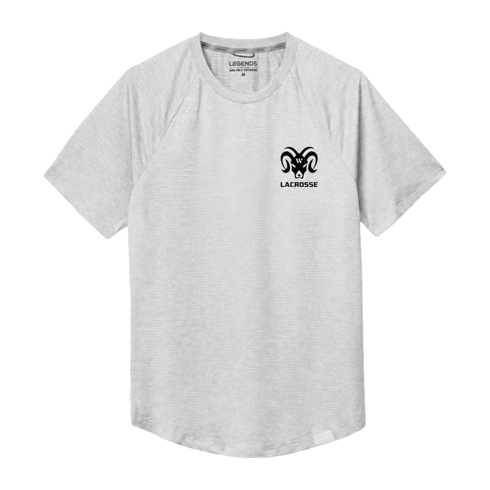 Adult Westward Lacrosse Legends Team Tech SS Tee — Grey — 3-inch left chest decoration