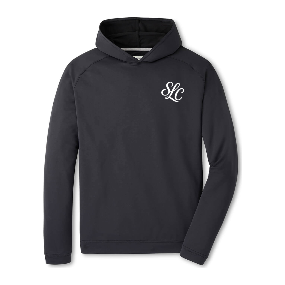 Adult Stallions Lacrosse Peter Millar Pine Performance Hoodie - Black - SLC monogram