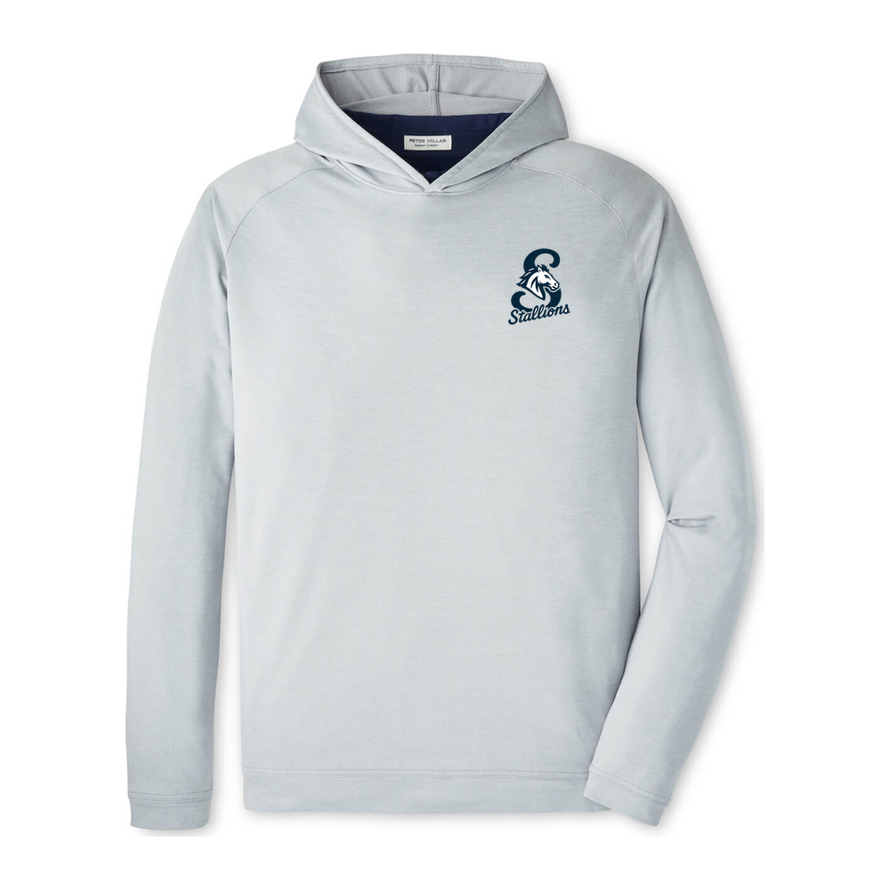 Adult Stallions Lacrosse Peter Millar Pine Performance Hoodie - Gale Grey - Horse S