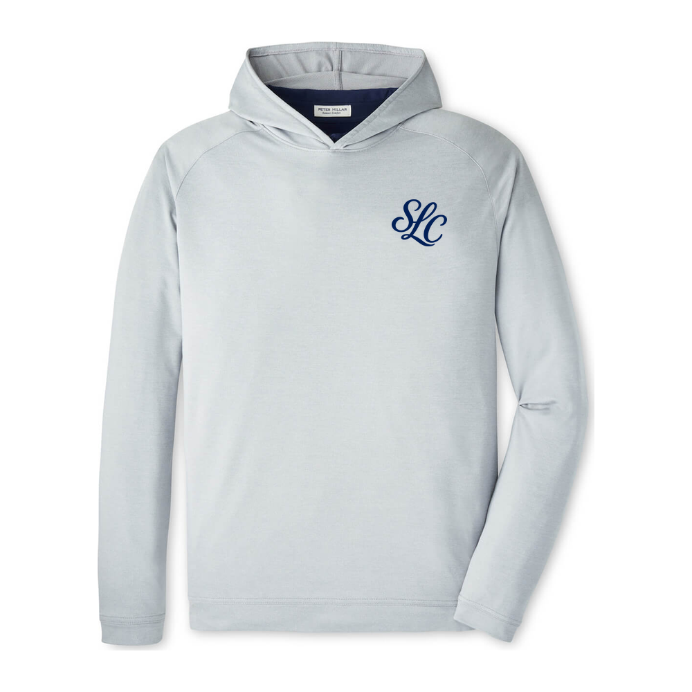 Adult Stallions Lacrosse Peter Millar Pine Performance Hoodie - Gale Grey - SLC monogram