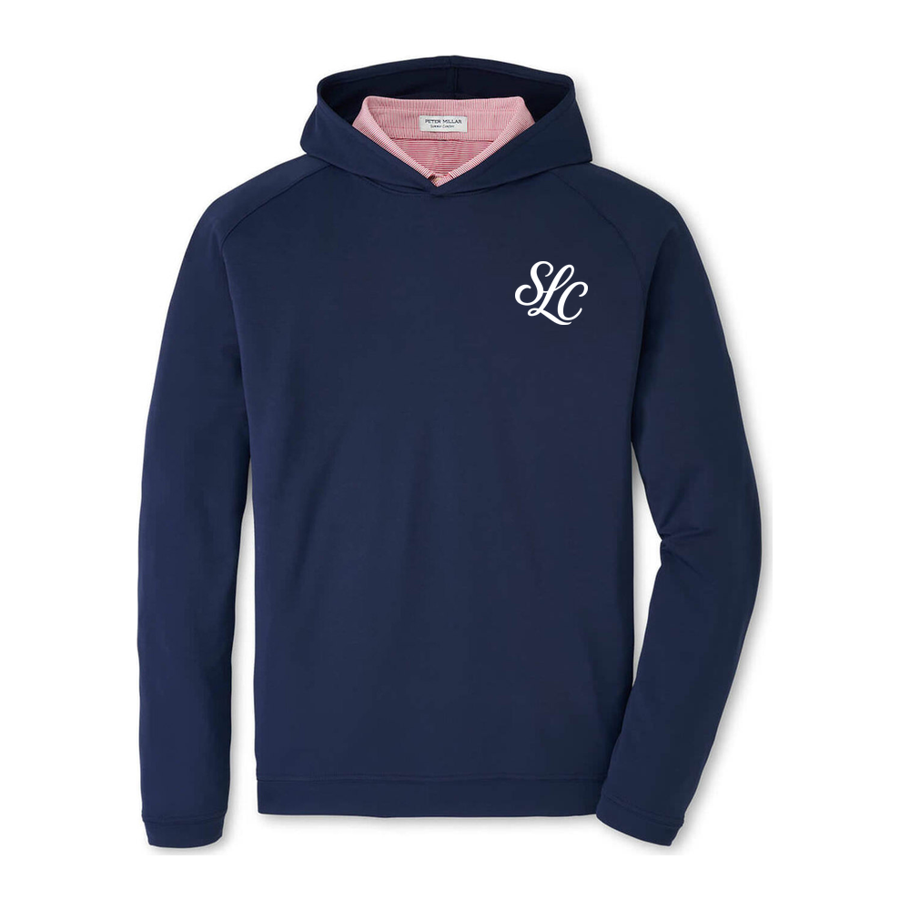 Adult Stallions Lacrosse Peter Millar Pine Performance Hoodie - Navy - SLC monogram