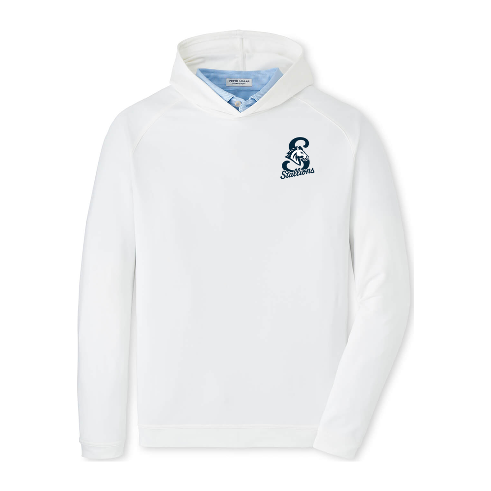 Adult Stallions Lacrosse Peter Millar Pine Performance Hoodie - White - Horse S