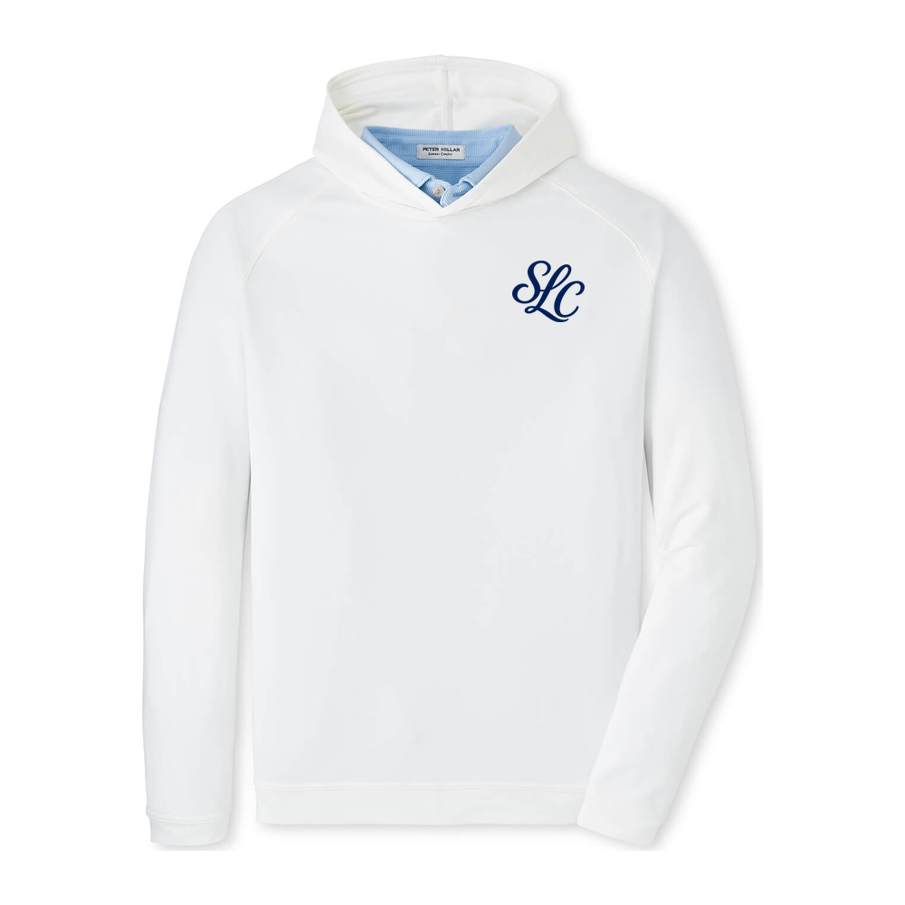 Adult Stallions Lacrosse Peter Millar Pine Performance Hoodie - White - SLC monogram