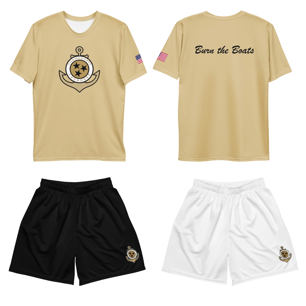 Commodores Player Pack: Vegas Gold performance shirt, black mesh shorts and white mesh shorts