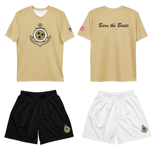 Commodores Player Pack: Vegas Gold performance shirt, black mesh shorts and white mesh shorts