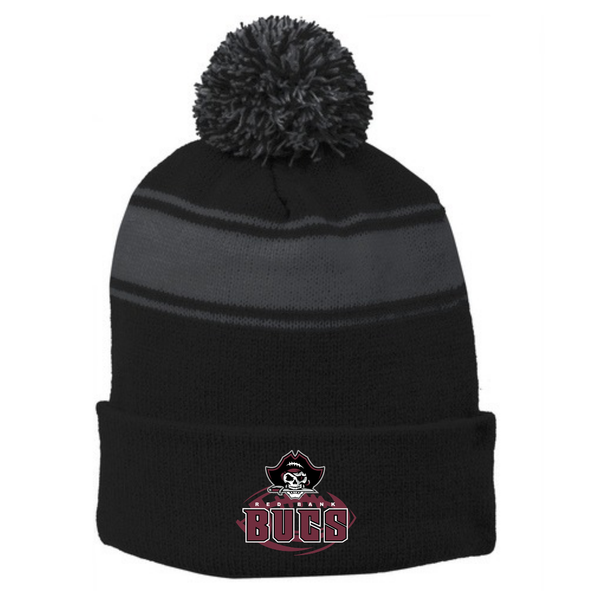 Red Bank BUCS Sport-Tek Stripe Pom Pom Beanie