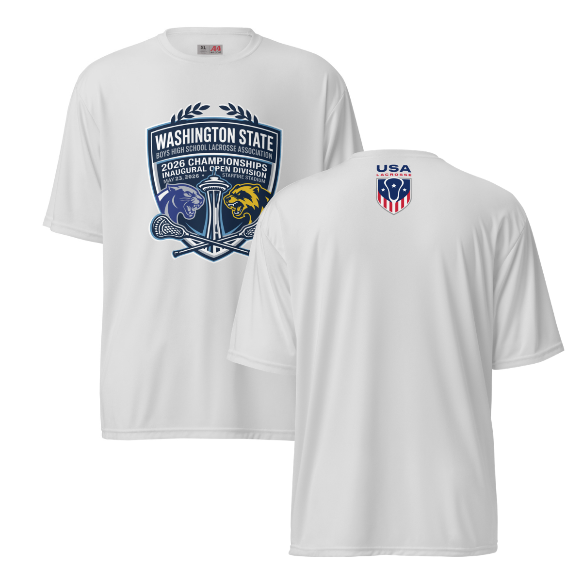 Adult Bellevue Lacrosse A4 Performance 2026 State Finals T-Shirt