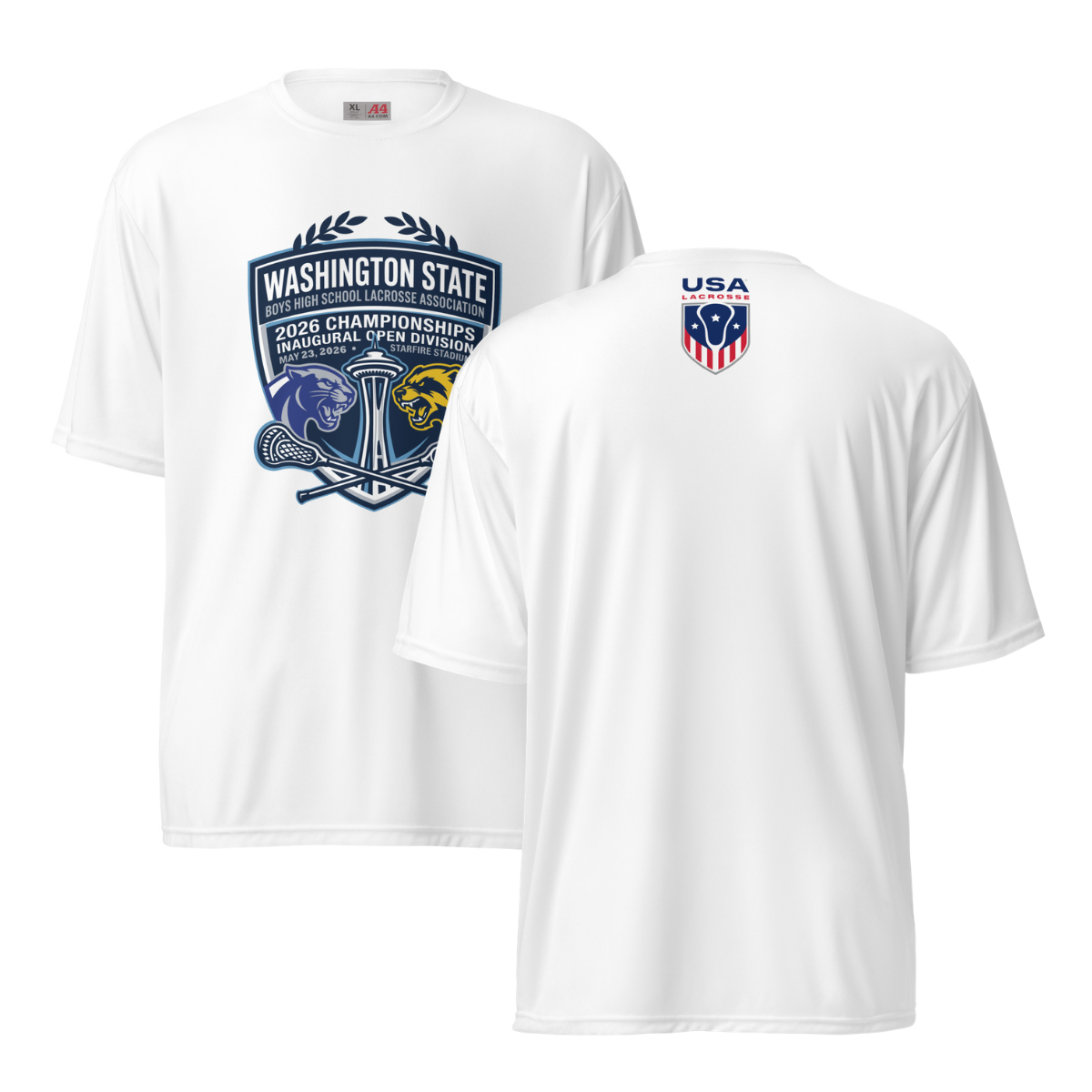 Adult Bellevue Lacrosse A4 Performance 2026 State Finals T-Shirt