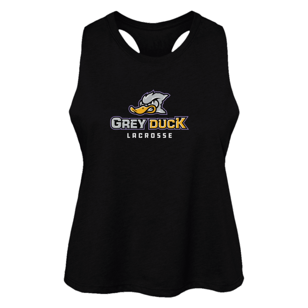 Women's Grey Duck Lacrosse Bella + Canvas Racerback Cropped Tank