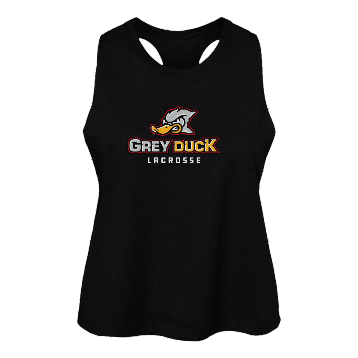Women's Grey Duck Lacrosse Bella + Canvas Racerback Cropped Tank