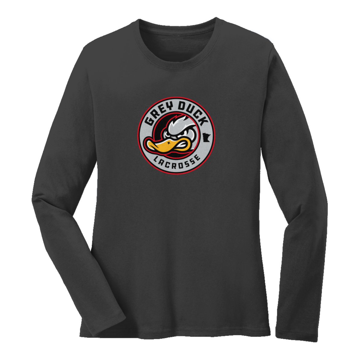 Women's Grey Duck Lacrosse Port & Co Cotton Long Sleeve