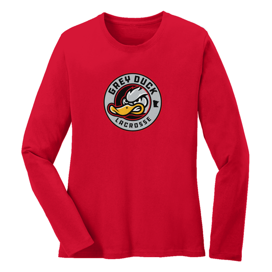 Women's Grey Duck Lacrosse Port & Co Cotton Long Sleeve