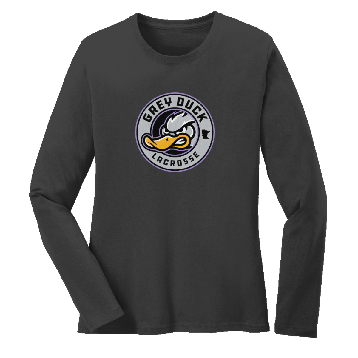 Women's Grey Duck Lacrosse Port & Co Cotton Long Sleeve