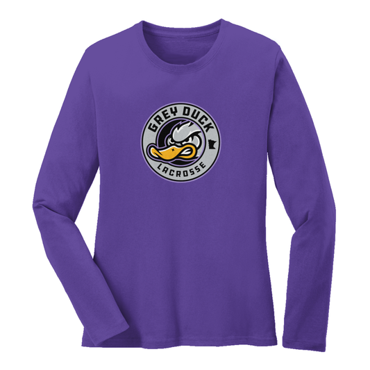 Women's Grey Duck Lacrosse Port & Co Cotton Long Sleeve