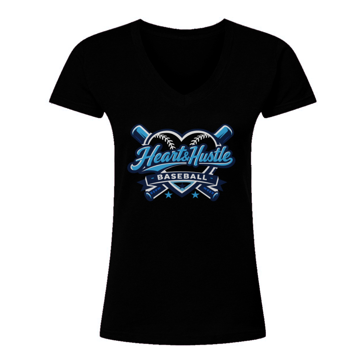 Women's Heart and Hustle Baseball Tultex V-Neck T-Shirt