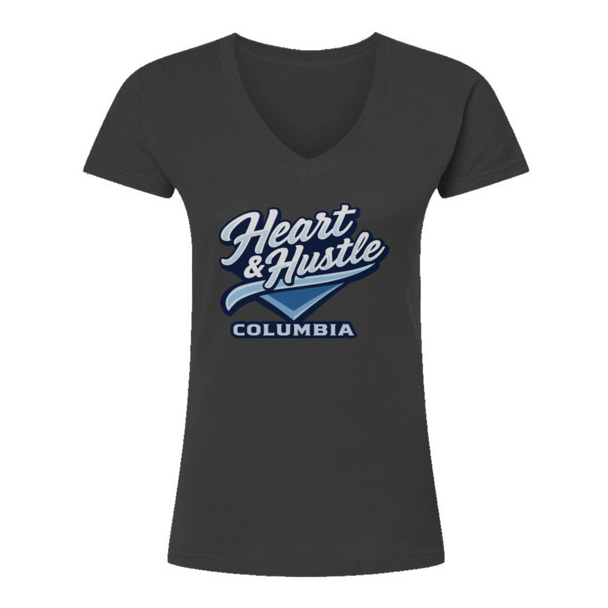 Women's Heart and Hustle Baseball Tultex V-Neck T-Shirt