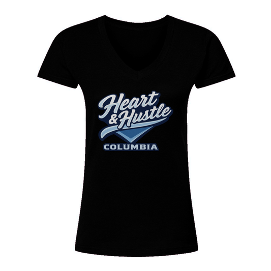 Women's Heart and Hustle Baseball Tultex V-Neck T-Shirt
