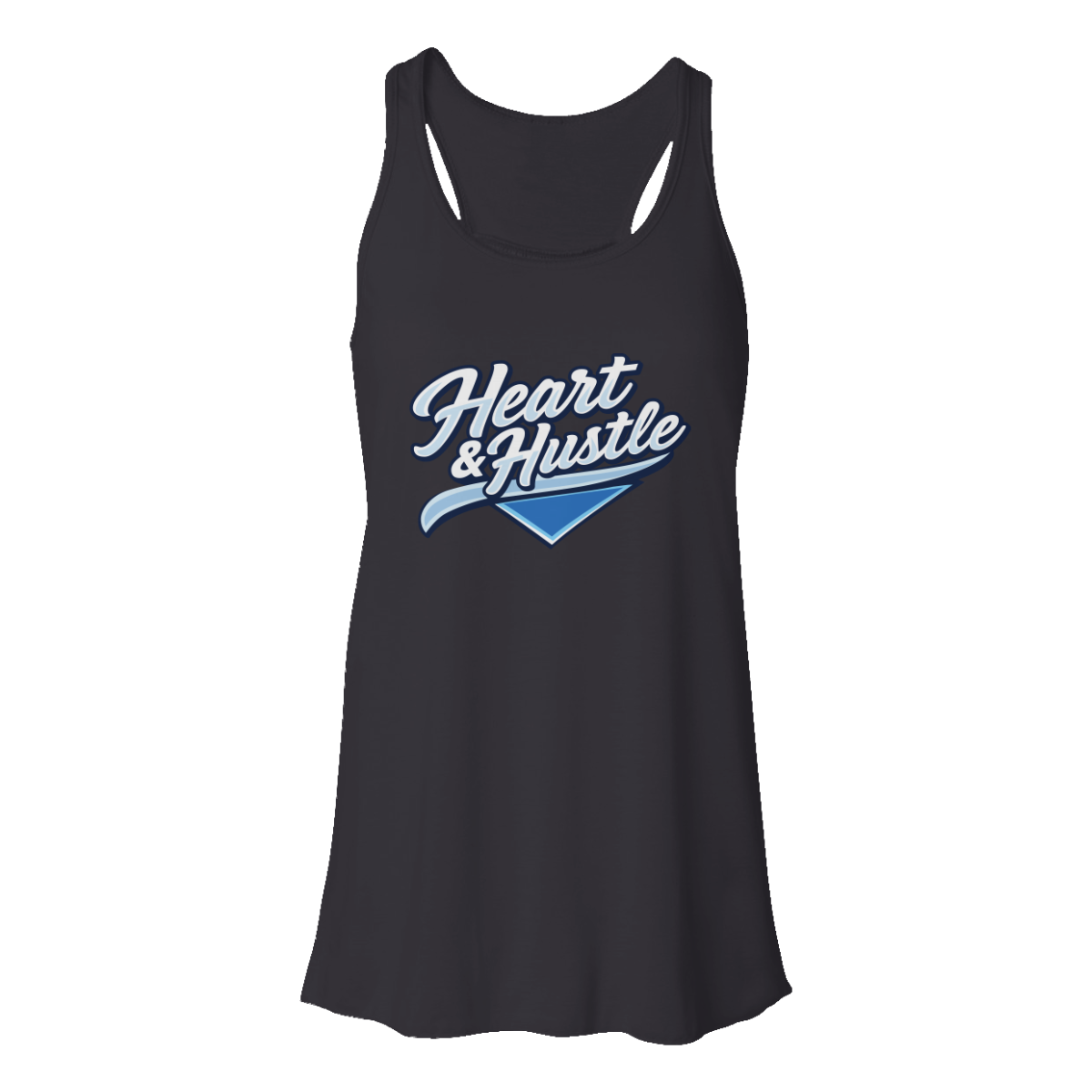 Women's Heart and Hustle Baseball Bella + Canvas Flowy Racerback Tank