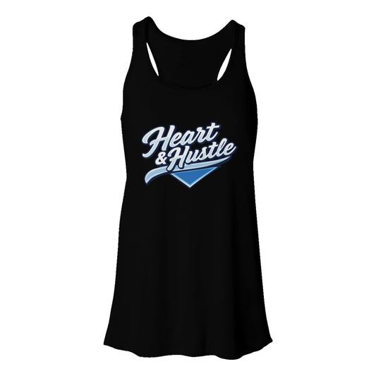 Women's Heart and Hustle Baseball Bella + Canvas Flowy Racerback Tank