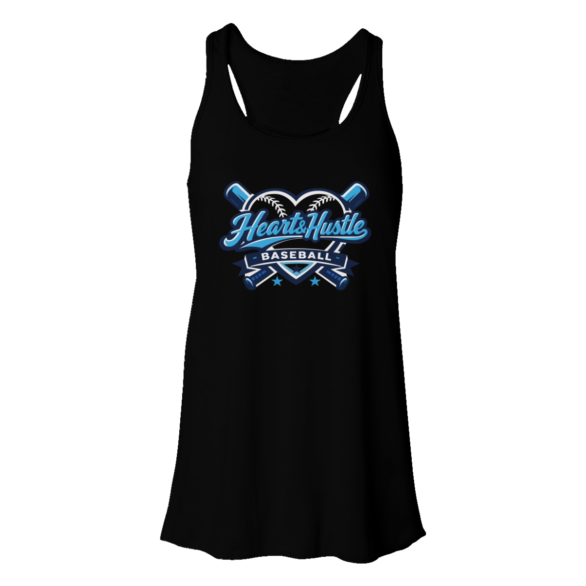 Women's Heart and Hustle Baseball Bella + Canvas Flowy Racerback Tank